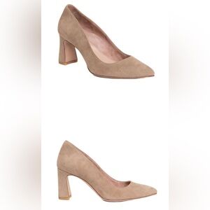 Ally Shoes Tenacious Tan (Nude) Suede Bold Block Heel Pump Wide FIT LIKE 6W